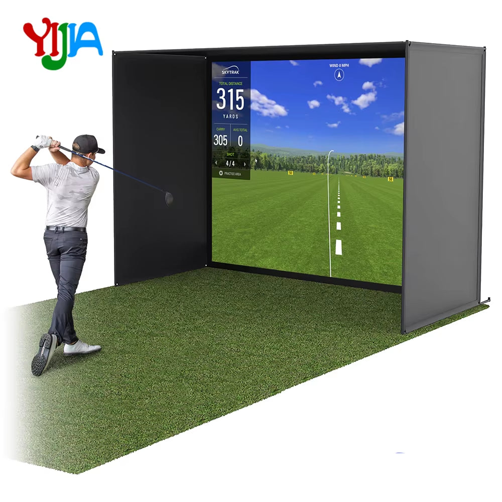10/12/14Ft Outdoor Golf Training Simulator Cage Sports Practice Golf Simulator Enclosure with Impact Netting and All Poles
