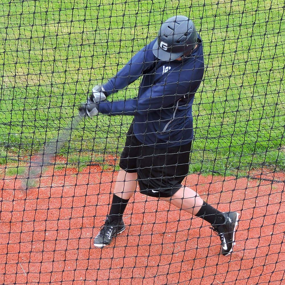 Batting Cage Nets: #60 Twisted Knotted Black Polyethylene. Heavy Duty, Commercial Grade